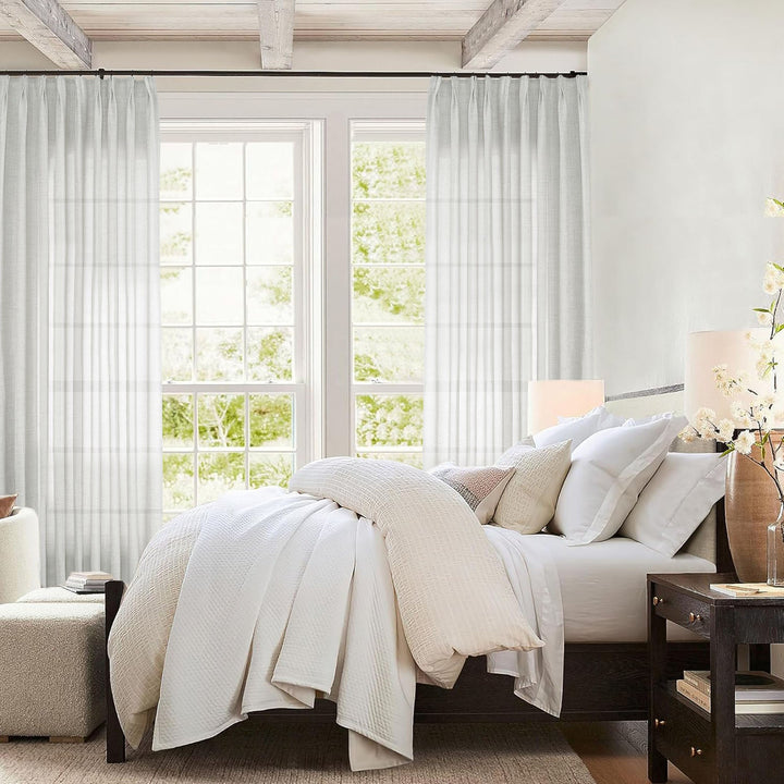 Linen Curtains Custom, Curtain with Hooks,1 Panel, Drapes Neutral Modern Farmhouse for Living Room Bedroom Office