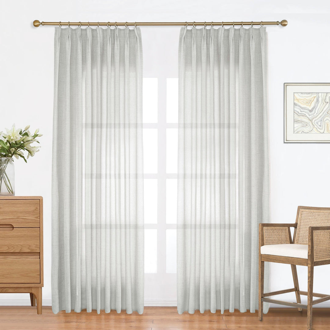 Linen Curtains Custom, Curtain with Hooks,1 Panel, Drapes Neutral Modern Farmhouse for Living Room Bedroom Office