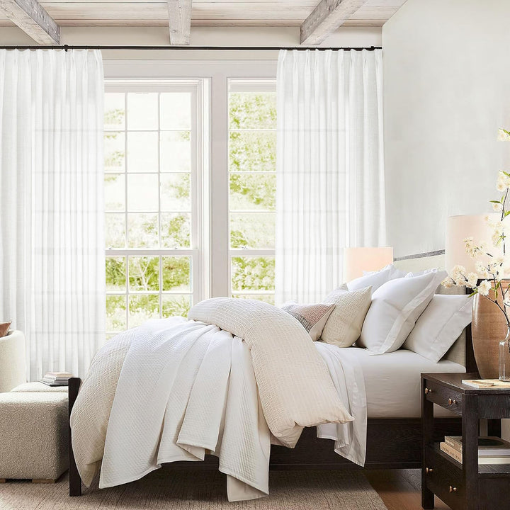 Linen Curtains Custom, Curtain with Hooks,1 Panel, Drapes Neutral Modern Farmhouse for Living Room Bedroom Office