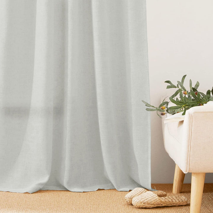 Linen Curtains Custom, Curtain with Hooks,1 Panel, Drapes Neutral Modern Farmhouse for Living Room Bedroom Office
