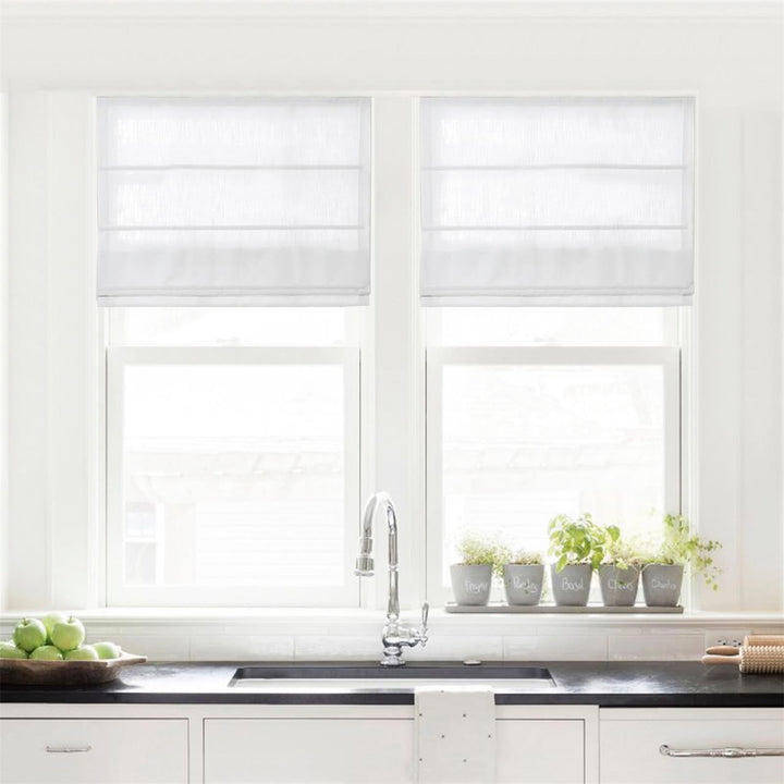 Linen Roman Shades for Windows Custom Cordless Blinds for Indoor Windows, French Doors, Bedroom, Living Room, Bathroom