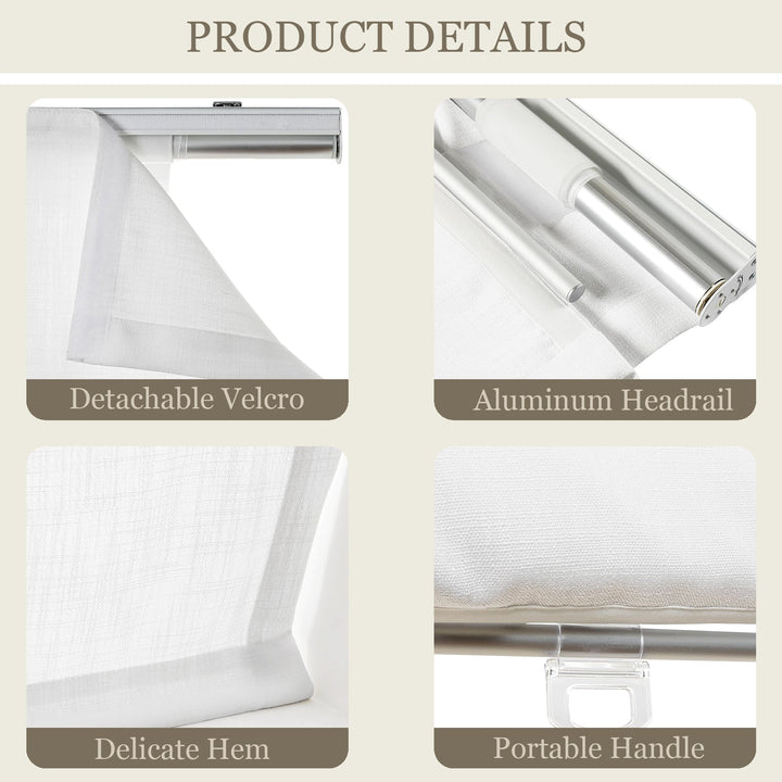 Linen Roman Shades for Windows Custom Cordless Blinds for Indoor Windows, French Doors, Bedroom, Living Room, Bathroom