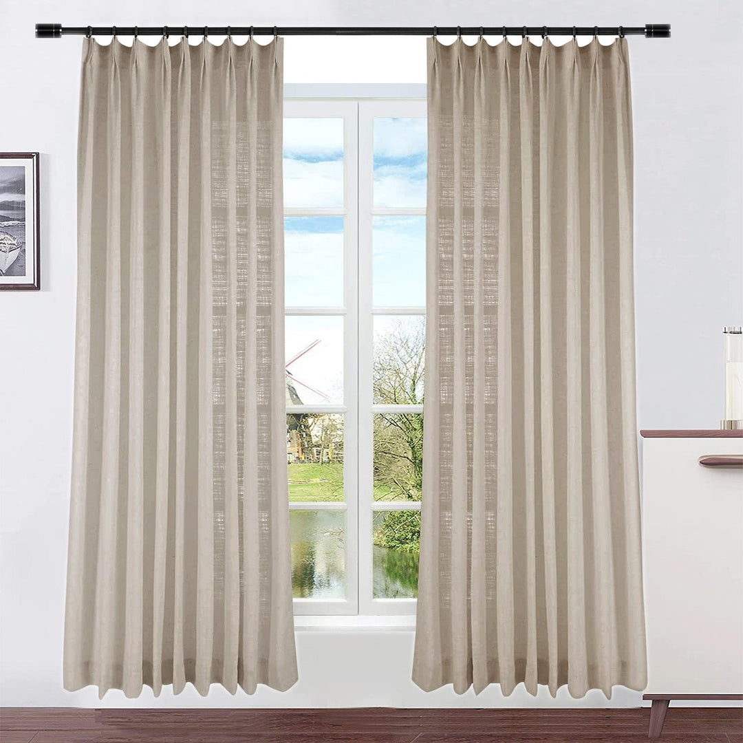 Liz Linen Curtain Drapes, Custom Size and Header Type (Grommet, Rod Pocket, Pinch Pleat)