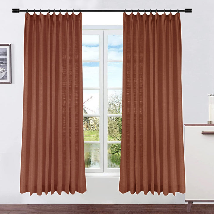 Liz Linen Curtain Drapes, Custom Size and Header Type (Grommet, Rod Pocket, Pinch Pleat)
