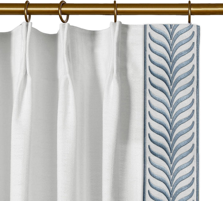 snow white tape trim curtains