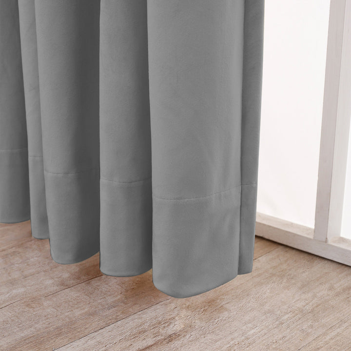 grey velvet curtains